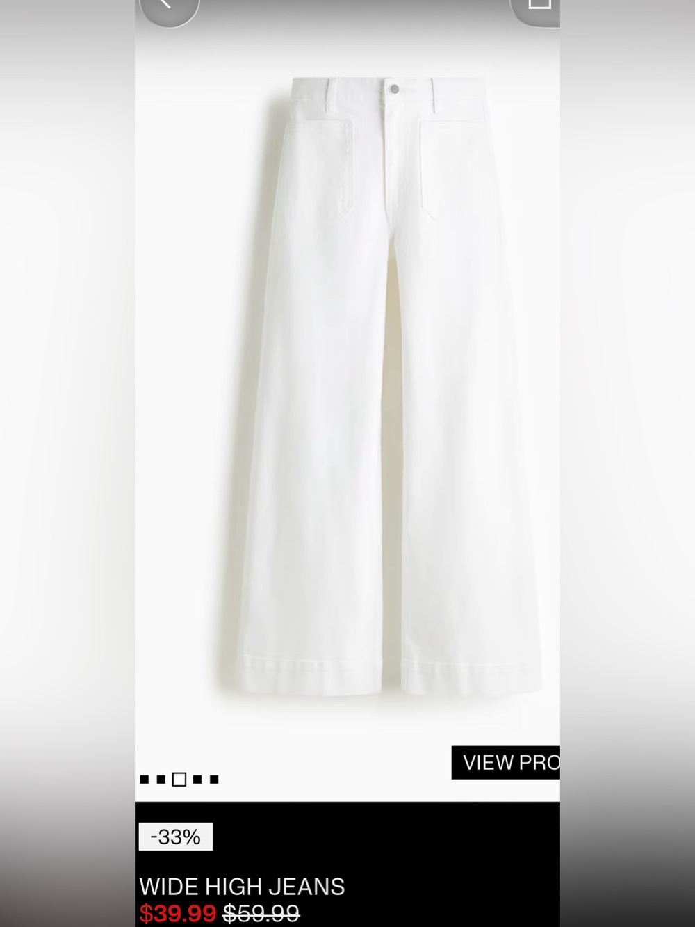 H&m Wide High Jeans - White